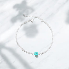 Pulseira Prata 925 com Pedra Oval Turmalina Elegante