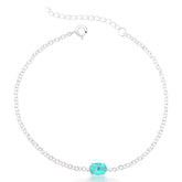 Pulseira Prata 925 com Pedra Oval Turmalina Elegante