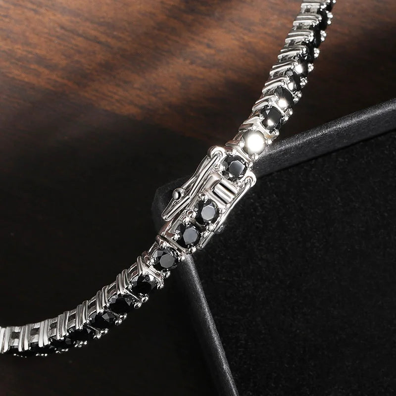 Pulseira Riviera de Zircônias Black em Prata 9252