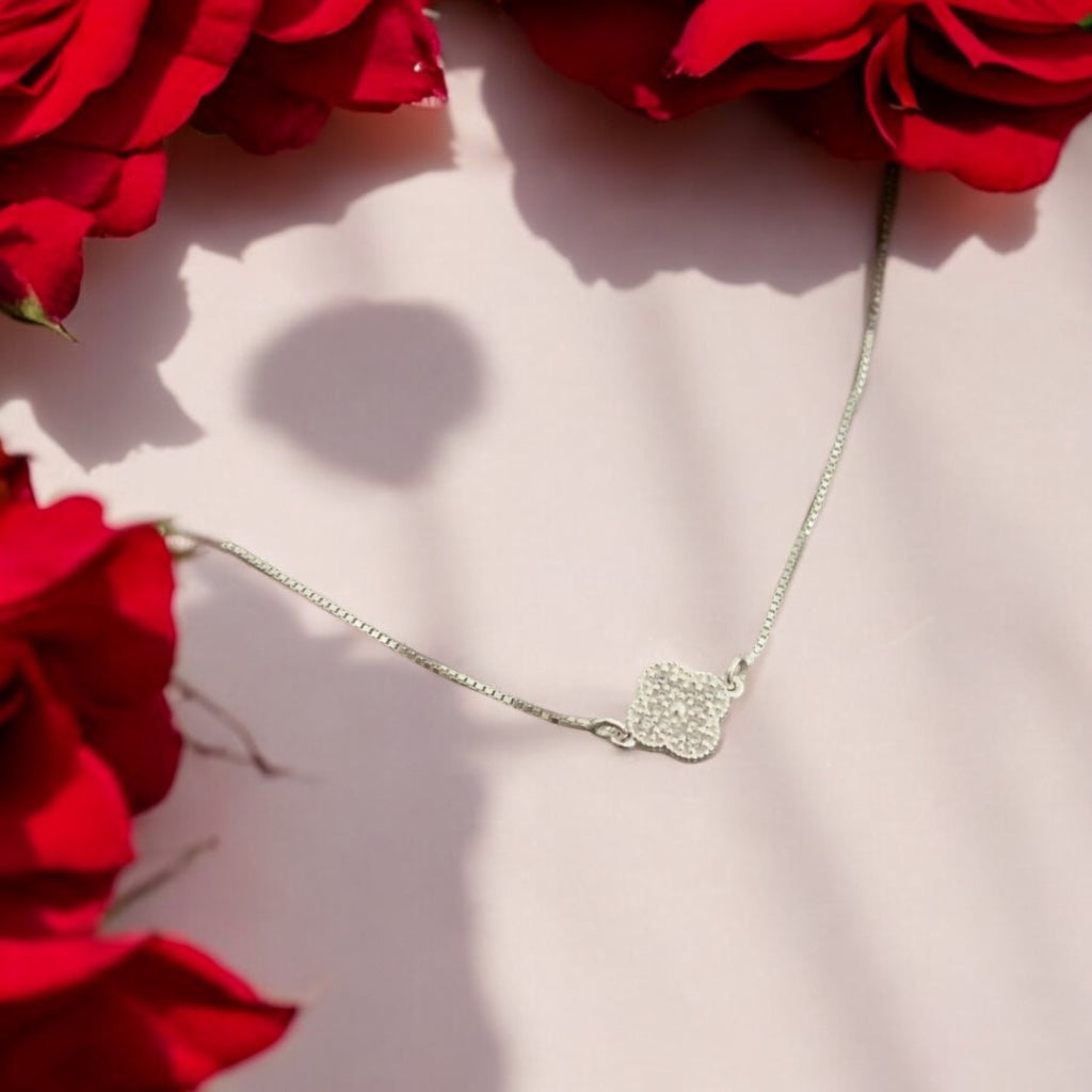 Pulseira Trevo Cravejado Prata 925 Joia Fina Legítima