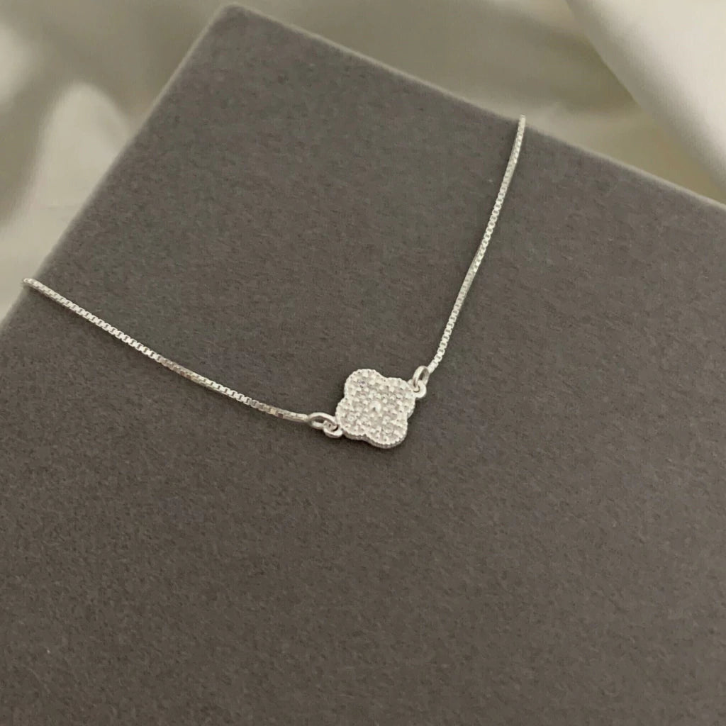 Pulseira Trevo Cravejado Prata 925 Joia Fina Legítima2