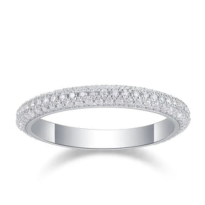 Aliança Eternity Moissanite Pavê em Prata 925 com Ouro Branco 18k