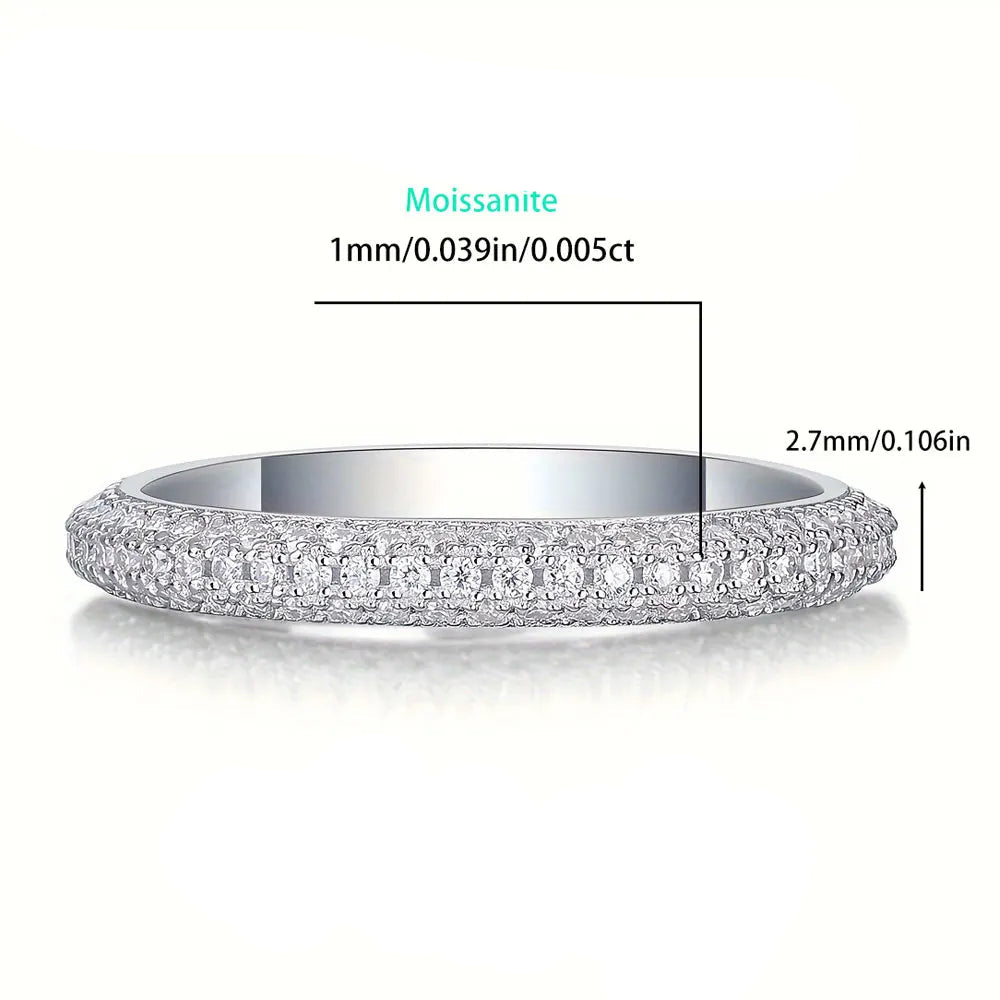Aliança Eternity Moissanite Pavê em Prata 925 com Ouro Branco 18k