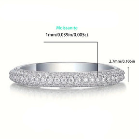 Aliança Eternity Moissanite Pavê em Prata 925 com Ouro Branco 18k