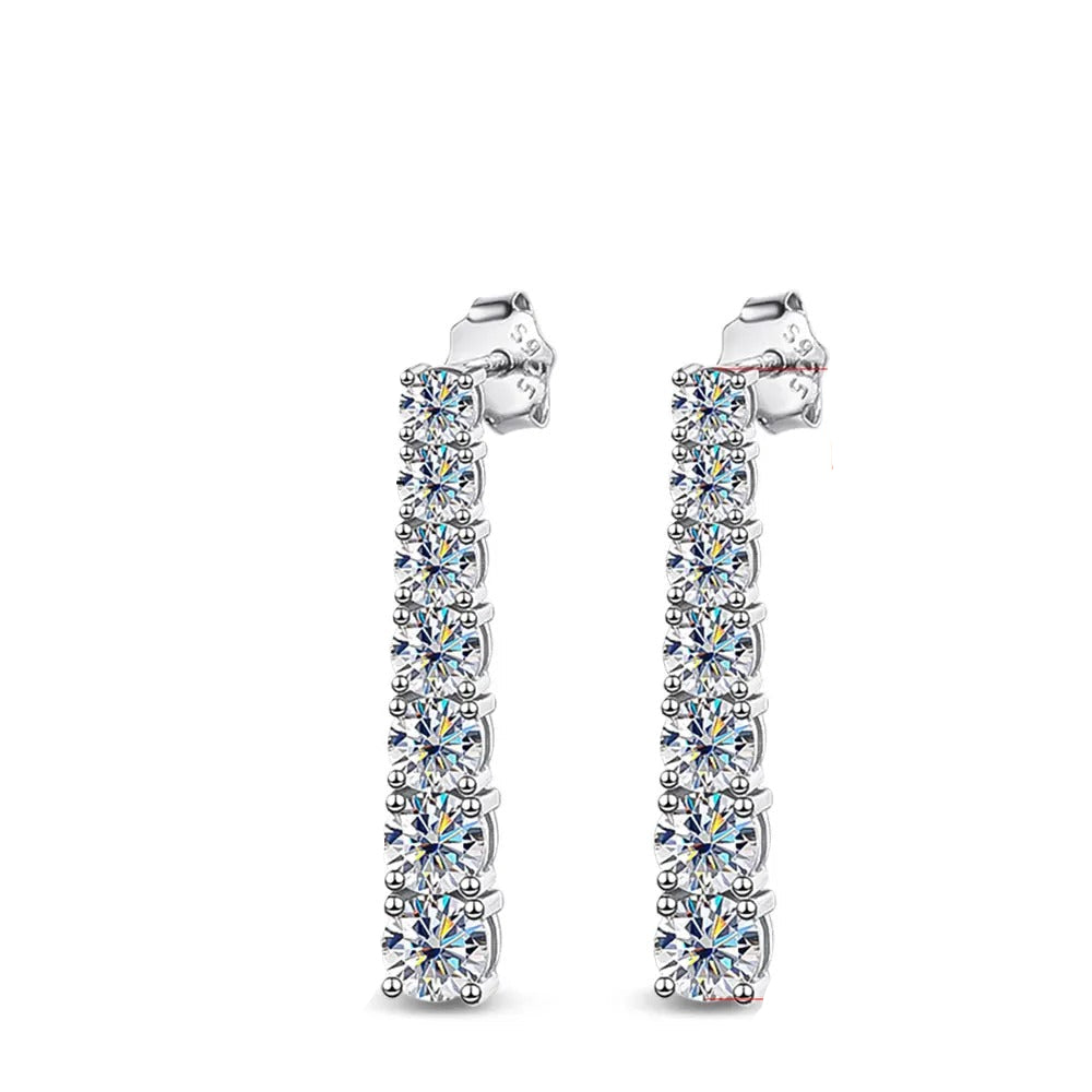 Brincos Pendentes Luxo Moissanite Prata 925 Banhada a Ouro Branco 18k