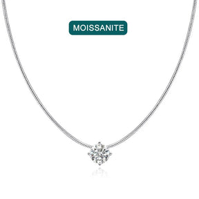 Colar Solitário Moissanite em Prata 925 com Ouro Branco 18k