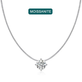 Colar Solitário Moissanite em Prata 925 com Ouro Branco 18k
